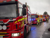 Fem brandbilar var på plats vid branden i Abbekås.